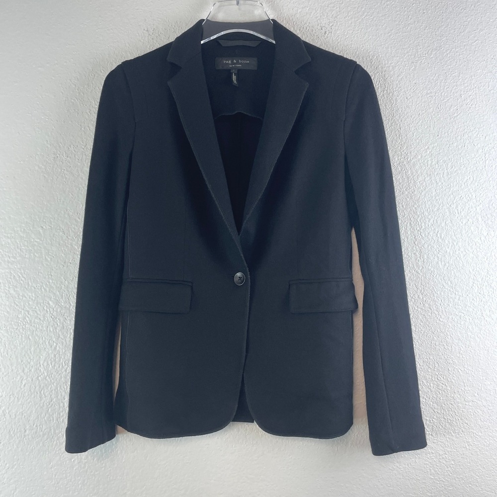 Rag & Bone Blazer 0 Black Wool Minimalist Quiet Luxury Professional Academia